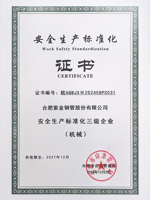 安全生產(chǎn)標(biāo)準(zhǔn)化三級企業(yè)